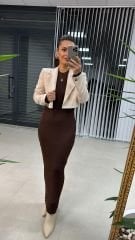 Bh Kahve Kalem Triko Elbise