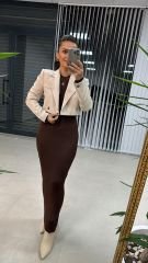 Bh Kahve Kalem Triko Elbise