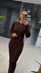 Bh Kahve Kalem Triko Elbise