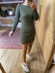 Ribbed khaki knit dress