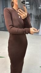 Bh Kahve Kalem Triko Elbise