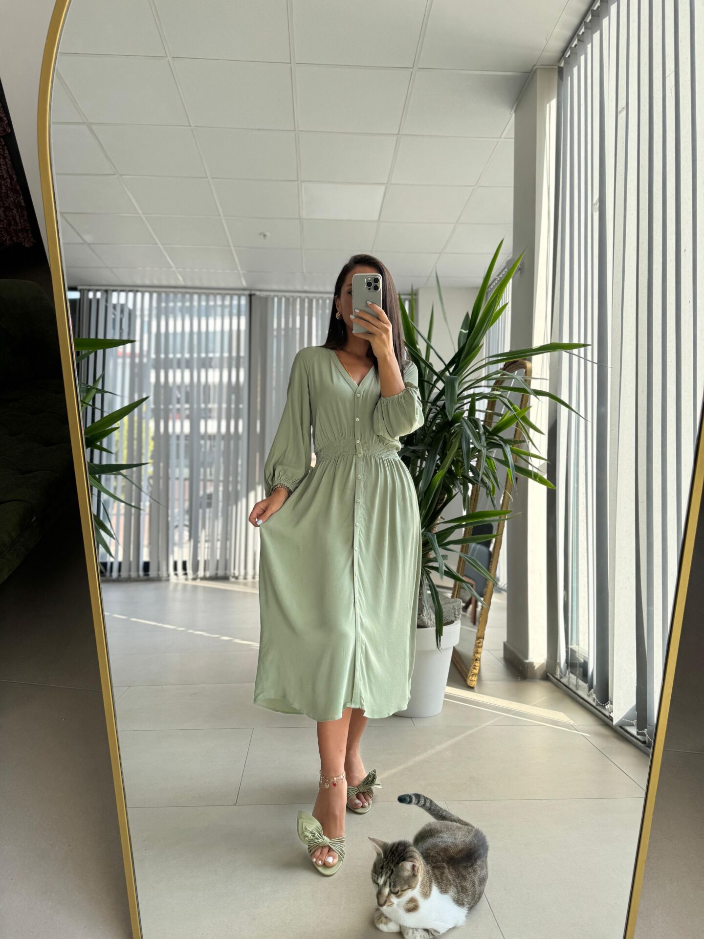 Orj. Marka Su Yeşili Gömlek Elbise