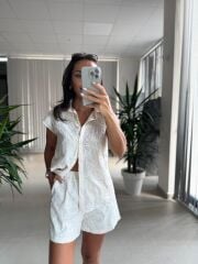 Bb 28968 Krem Fisto Şortlu Takım