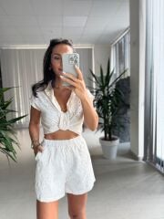 Bb 28968 Krem Fisto Şortlu Takım