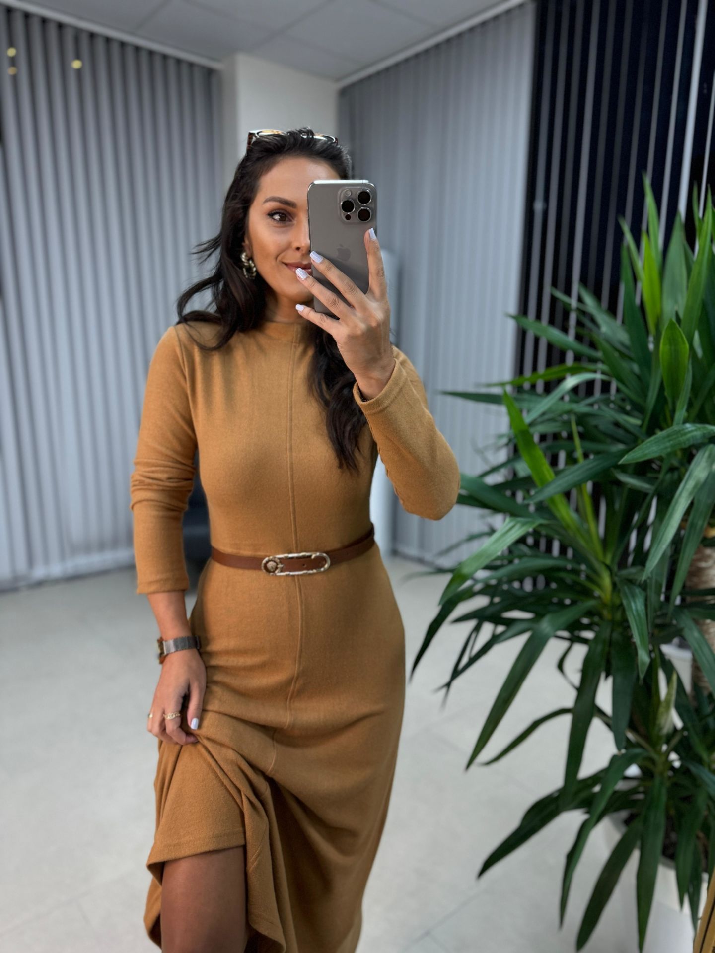 Sg Camel Bell Knit Dress