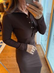 Mz 22769 Gümüş Çıtçıtlı Kahve Ottaman Elbise