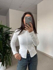 Dv 31993 Ekru Gizli Fermuarlı Bluz