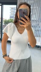 İspanyol Kol Beyaz Triko