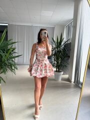 Bb 30145-38 Pembe Güllü Balon Eteklı Takım