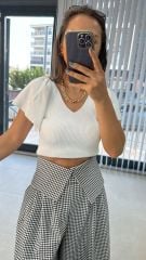 İspanyol Kol Beyaz Triko