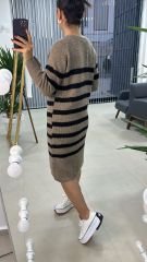 Vizon Siyah Çizgili Tunik Elbise