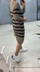 Vizon Siyah Çizgili Tunik Elbise