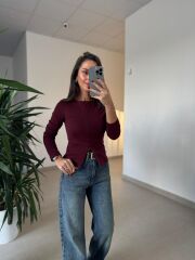 Dv 31993 Bordo Gizli Fermuarlı Bluz