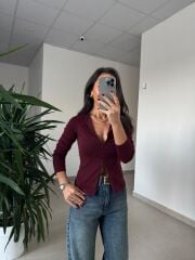 Dv 31993 Bordo Gizli Fermuarlı Bluz