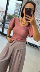 İspanyol Kol Gül Kurusu Triko