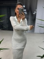 Bh Polo Yaka Krem Kalem Elbise