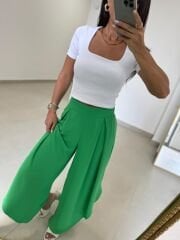 MZ 23057 Yeşil Yırtmaçlı Crep Pantolon