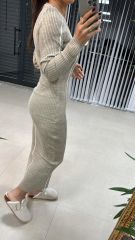 Bh Vizon Beyaz Şeritli Kalem Elbise