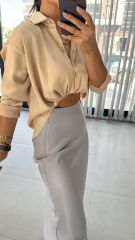 Düğüm Detaylı Somon Saten Bluz