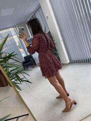 Cr 1011 Bordo Kat Kat Şifon Elbise