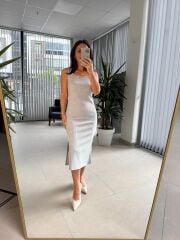 Sg Gri Melanj Fitilli Kalem Elbise