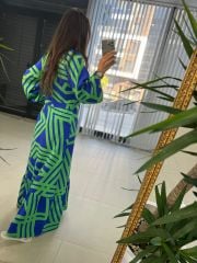 My 3388 Saks Yeşil Kemerli Elbise