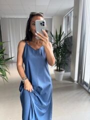 Bb 30211 Mavi Askılı Elbise