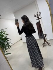 Rn 37220 Antrasit Kaşe Tasarım Etek