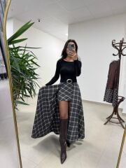 Rn 37220 Antrasit Kaşe Tasarım Etek