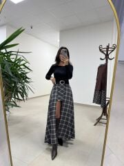 Rn 37220 Antrasit Kaşe Tasarım Etek