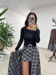 Rn 37220 Antrasit Kaşe Tasarım Etek