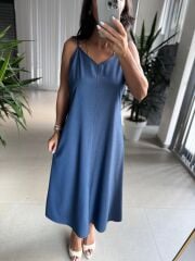 Bb 30211 Mavi Askılı Elbise