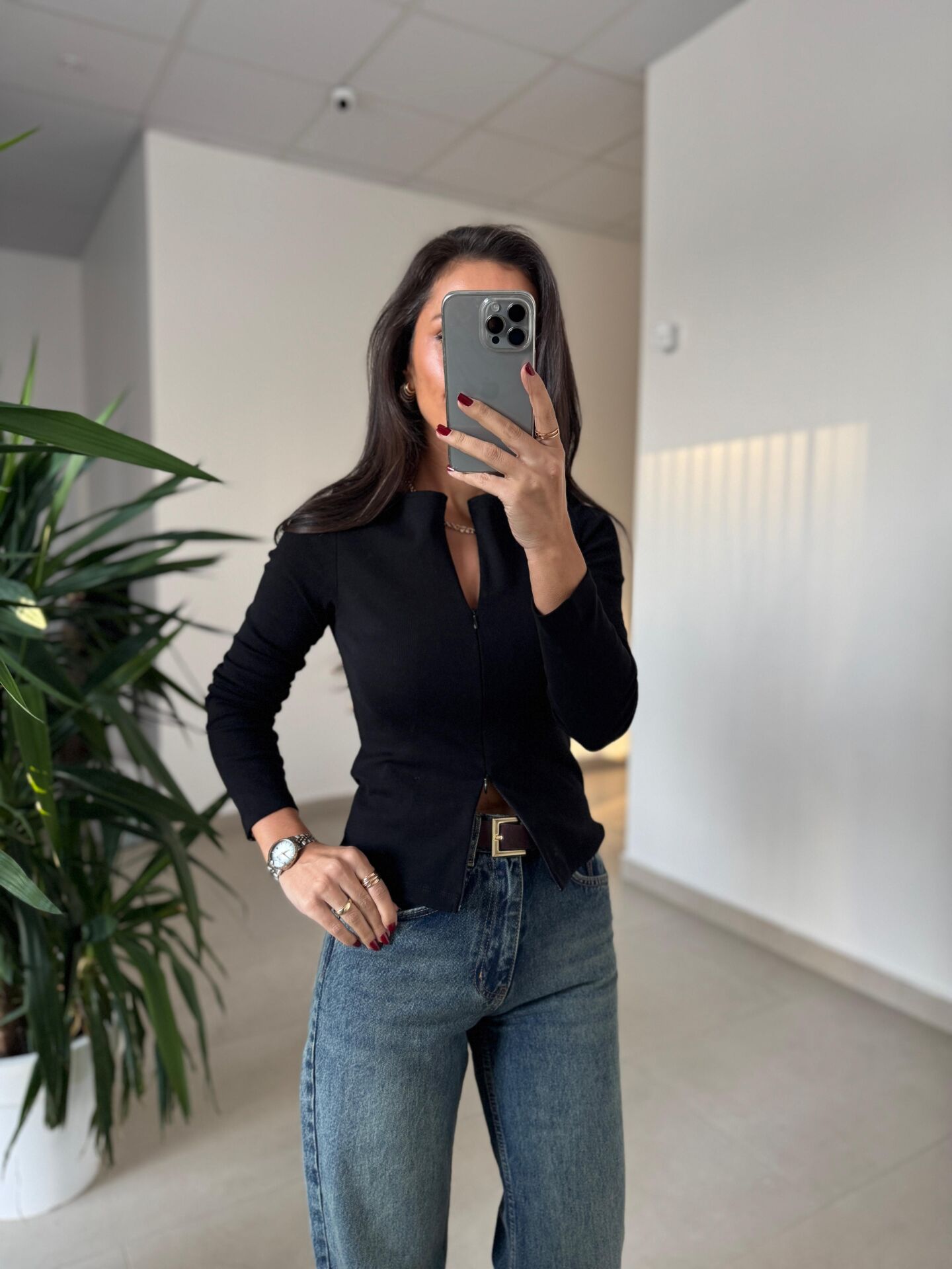 Dv 31993 Siyah Gizli Fermuarlı Bluz