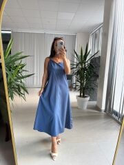 Bb 30211 Mavi Askılı Elbise