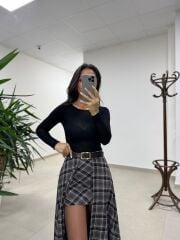 Rn 37220 Antrasit Kaşe Tasarım Etek