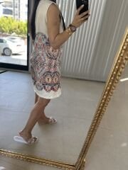 White color transition crepe dress
