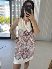 White color transition crepe dress