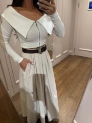 Mz 22198 Beyaz Madonna Yaka Fitilli Crop