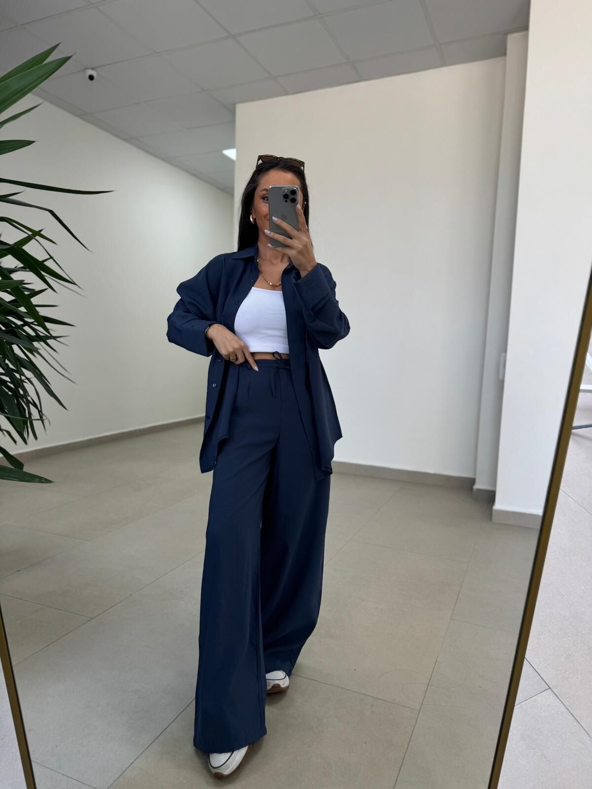 Art 4017 İndigo Bel Büzgülü Tensel İkili Takım