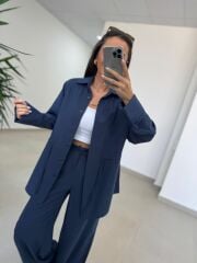 Art 4017 İndigo Bel Büzgülü Tensel İkili Takım