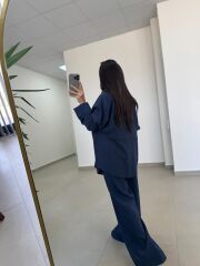 Art 4017 İndigo Bel Büzgülü Tensel İkili Takım