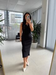 Sg Siyah Fitilli Kalem Elbise