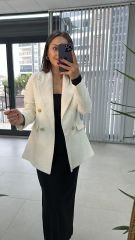 Cream Tweed Jacket with Gold Buttons