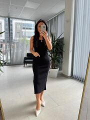 Sg Siyah Fitilli Kalem Elbise