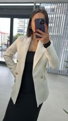 Cream Tweed Jacket with Gold Buttons