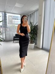 Sg Siyah Fitilli Kalem Elbise