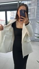 Cream Tweed Jacket with Gold Buttons