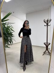 Rn 37220 Kahve Kaşe Tasarım Etek