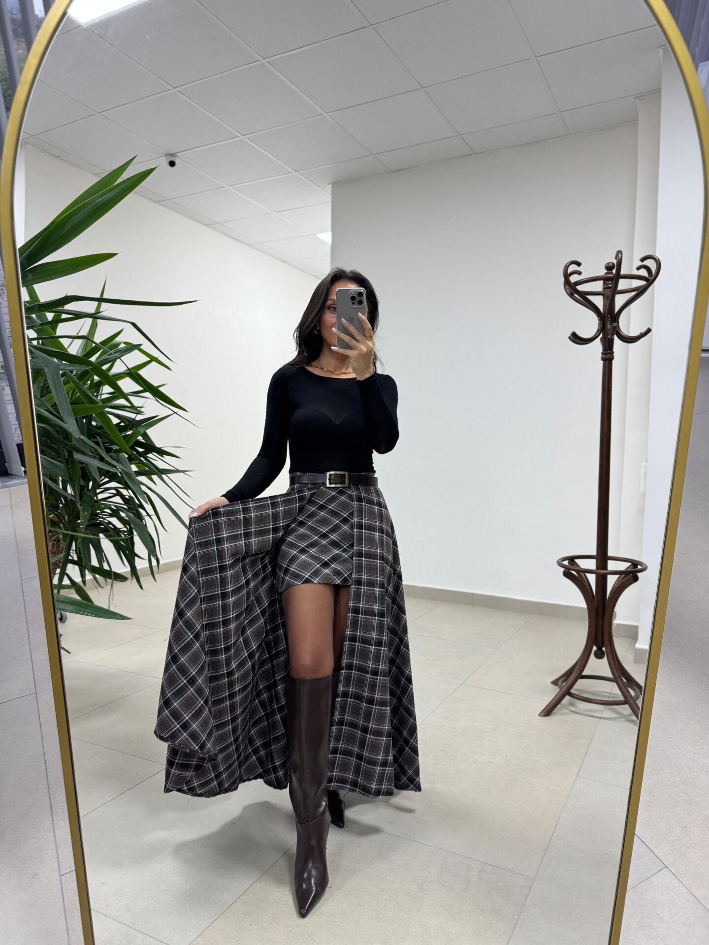 Rn 37220 Kahve Kaşe Tasarım Etek