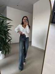 Spt 488 Wide Leg Yıkamalı Yeşil Tint Pantolon